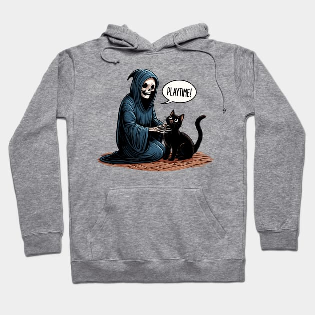 Playtime - The Death and black cat Hoodie by PrintSoulDesigns